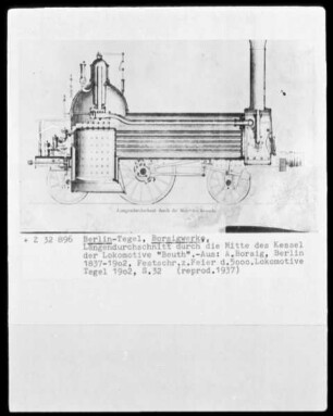 Berlin-Tegel, Borsigwerke, Längsschnitt durch den Kessel der Lokomotive "Beuth"