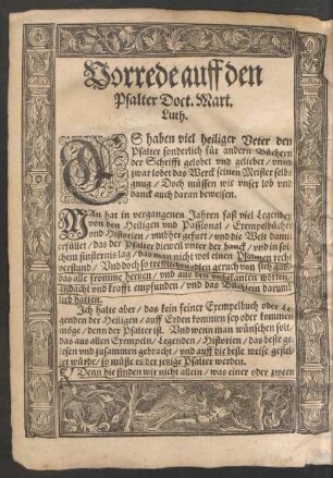 Vorrede auff den Psalter Doct. Mart. Luth.