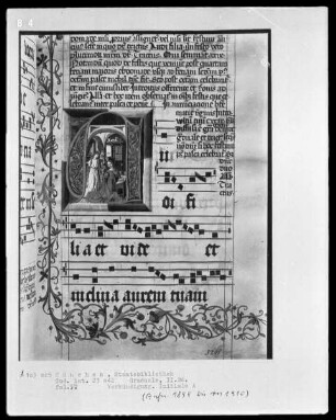 Graduale in zwei Bänden und ein dazugehöriges Antiphonar — Graduale — Initiale A mit der Verkündigung an Maria, Folio 37recto