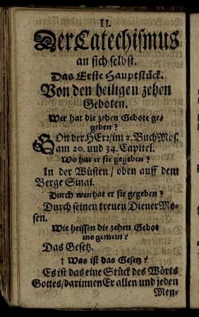 Das Erste Hauptstueck. Von den heiligen zehen Geboten