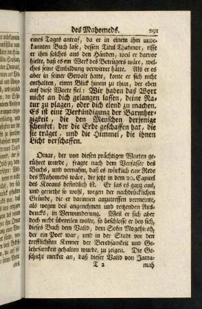 291-301, Omar, der von diesen prächtigen Worten ...