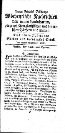 Sieben und dreyßigstes Stück