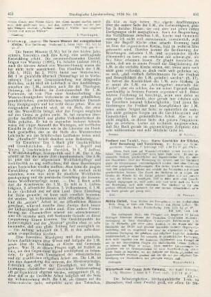 453-454 [Rezension] Steinweg, Johannes, Die Innere Mission der evangelischen Kirche