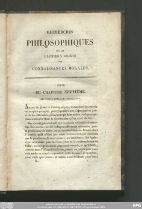 Suite Du Chapitre Neuvième. Réponse A Quelques Objections.