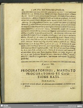 Caput VII. De Procuratoribus, Mandato Procuratorio Et Cautione Rati