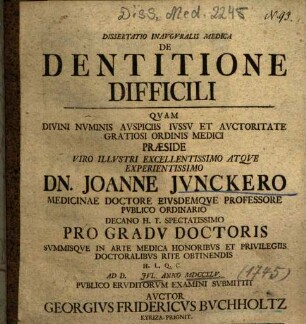 Dissertatio Inavgvralis Medica De Dentitione Difficili