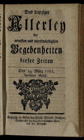Den 24. März 1761. Zwölftes Stück.