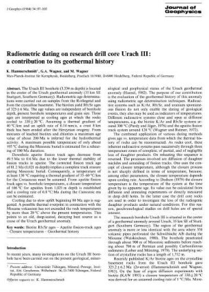 Radiometric dating on research drill core Urach III: a contribution to its geothermal history