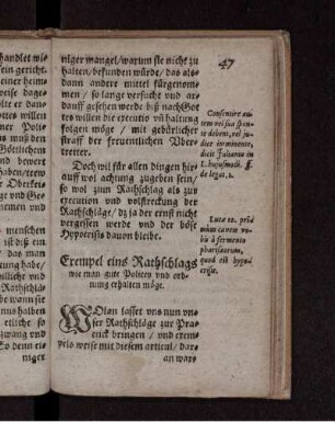 Exempel eines Rathschlags