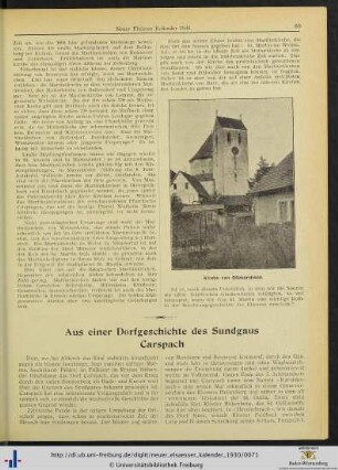 Aus einer Dorfgeschichte des Sundgaus Carspach.