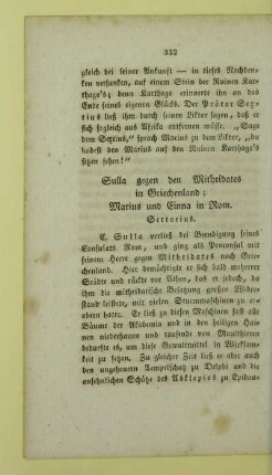 Sulla gegen den Mithridates in Griechenland; Marius und Cinna in Rom. Sertorius