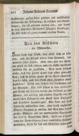 Von den Absichten im Thierreiche.
