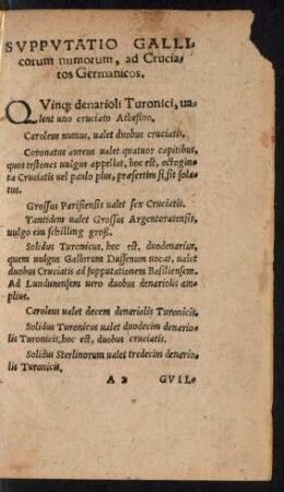 Supputatio Gallicorum numorum, ad Cruciatos Germanicos.