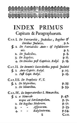 Index Primus. Capitum & Paragraphorum.
