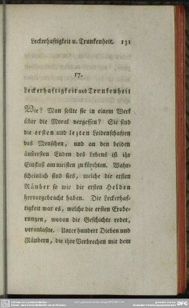 17. Leckerhaftigkeit und Trunkenheit