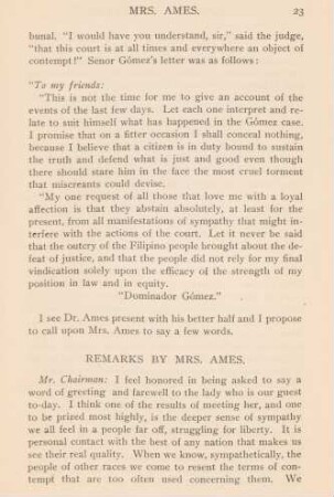 Remarks by Mrs. Ames