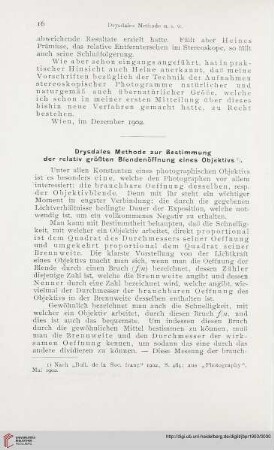 17: Drysdales Methode zur Bestimmung der relativ größten Blendenöffnung eines Objektivs