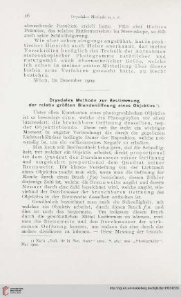 17: Drysdales Methode zur Bestimmung der relativ größten Blendenöffnung eines Objektivs