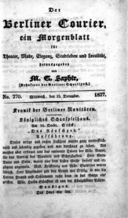 No. 270, Mittwoch, den 19. December 1827
