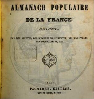 Almanach populaire de la France. 14, 14. 1847