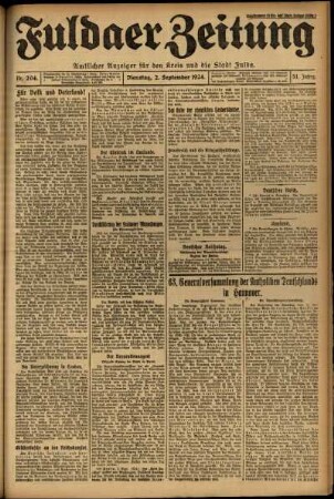 Erste Ausgabe vom Dienstag, den 02. September 1924.