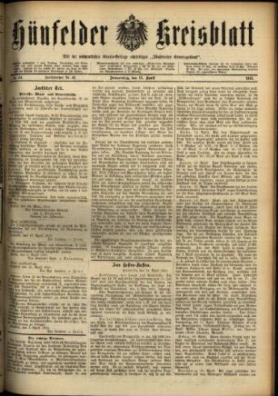 Ausgabe vom Donnerstag, den 15. April 1915.