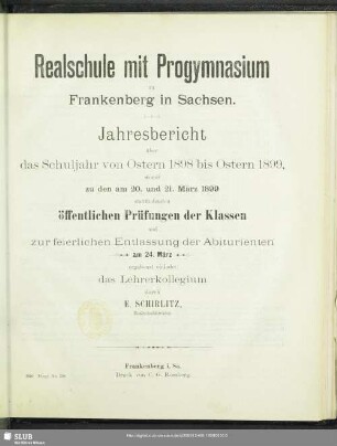 [23.]1898/99: Jahresbericht : über das Schuljahr ...