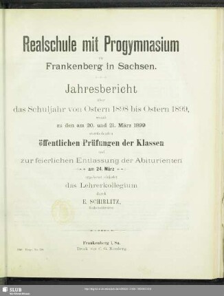 [23.]1898/99: Jahresbericht : über das Schuljahr ...