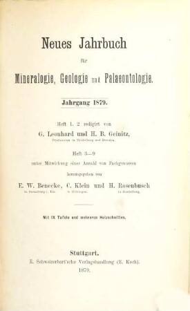 Neues Jahrbuch für Mineralogie, Geologie und Paläontologie. 1879