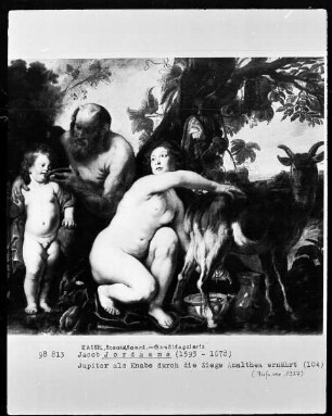 Jupiter als Knabe durch die Ziege Amalthea ernährt