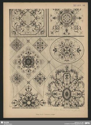 Rosetten und quadratische Füllungen im Charakter des Renaissance- und des Louis XVI.-Stils