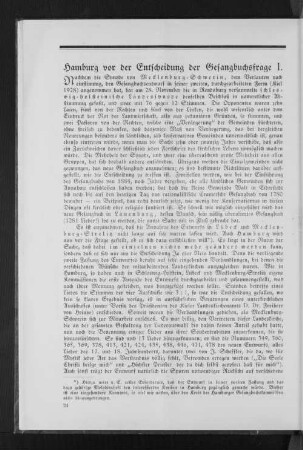 Hamburg vor der Entscheidung der Gesangbuchsfrage I.