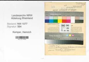Entnazifizierung Heinrich Kemper , geb. 01.09.1896 (Polizist)