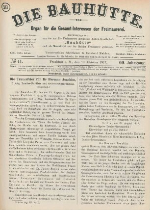 No. 41. Frankfurt a.M., den 13. Oktober 1917. 60. Jahrgang.
