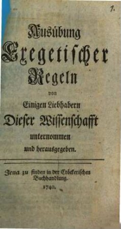 Ausübung Exegetischer Regeln, [1]