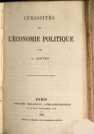 Curiosités de l'économie politique