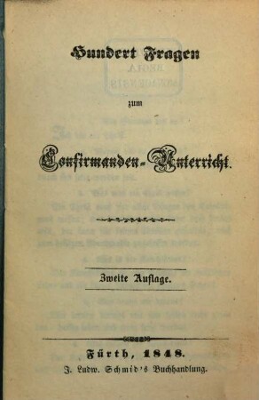 Hundert Frage zum Confirmandenunterricht