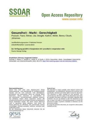 Gesundheit - Markt - Gerechtigkeit