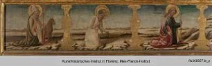Predella mit Schmerzensmann und sechs knienden Heiligen