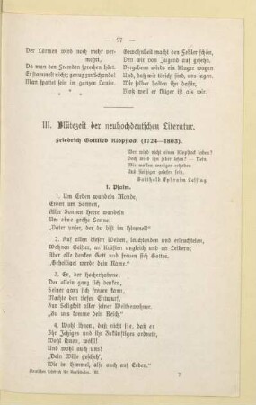 III. Blütezeit der neuhochdeutschen Literatur