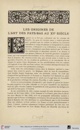 Les origines de l'art des Pays-Bas au XVe siècle
