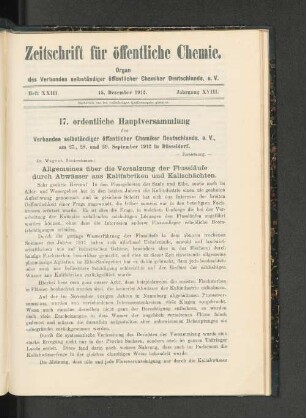Heft XXIII. 15. Dezember 1912. Jahrgang XVIII.
