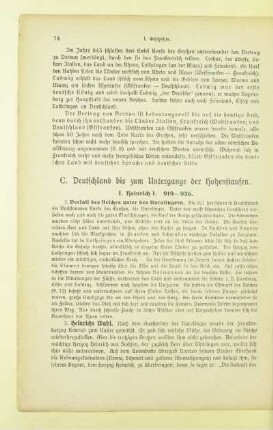 C. Deutschland bis zum Untergange der Hohenstaufen