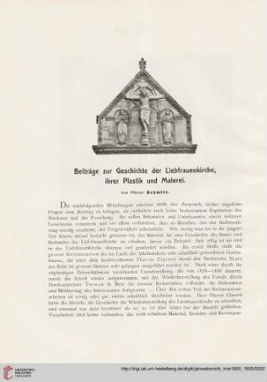 Beiträge zur Geschichte der Liebfrauenkirche, ihrer Plastik und Malerei