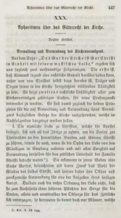 447-465 Aphorismen über das Güterrecht der Kirche : dritter Artikel