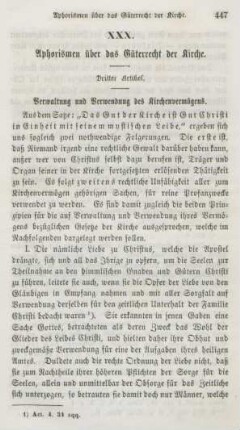447-465 Aphorismen über das Güterrecht der Kirche : dritter Artikel