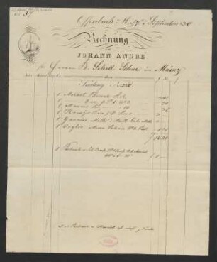 Rechnung von Johann André