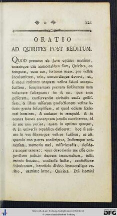 Oratio Ad Quirites Post Reditum.