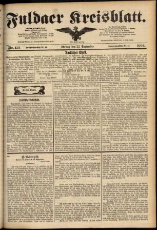Erste Ausgabe vom Freitag, den 23. September 1904.