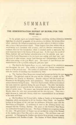 Summary of the administration report of Burma for the year 1901-1902